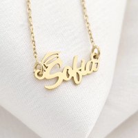 Lantisor personalizat - Medalion cu nume si simbol toca - Argint 925 placat cu Aur Galben 18K - 1