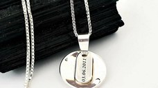 Lantisor personalizat - Pandantiv convex si placuta gravata - Argint 925