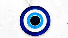Lantisor personalizat si decorat cu email albastru - Pandantiv Protectie Ochiul Magic – Argint 925