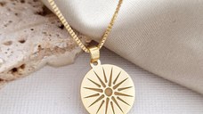 Lantisor personalizat - Soarele Vergina - Argint 925 placat cu Aur Galben