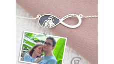 Lantisor personalizata cu poza - Iubire fara sfarsit - Model fotogravura relief - Argint 925