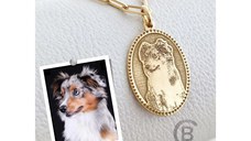 Lantisor personalizata cu poza - Ovalul Amintirilor - Model fotogravura relief - Argint 925 placat cu Aur Galben 18K