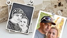 Lantisor personalizata cu poza - Rama Amintirilor - Model fotogravura relief - Argint 925