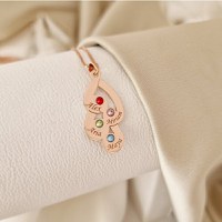 Lantisor Picaturi de emotie - 4 nume si cristale Swarovski - Argint 925 placat cu Aur Roz 18K - 1