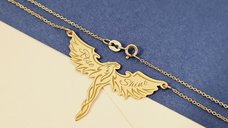 Lantisor Rise&Shine - Pandantiv pasarea Phoenix - Argint 925 placat cu Aur Galben 18K