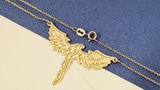 Lantisor Rise&Shine - Pandantiv pasarea Phoenix - Argint 925 placat cu Aur Galben 18K