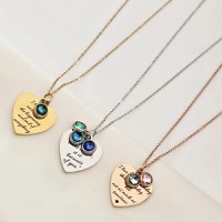 Lantisor Suflet luminos - Inima & Zirconii in culorile lunii de nastere - Otel Inoxidabil 316L - 1