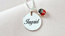 Lantisor Sweet Name - Pandantiv cu nume si charm Buburuza - Argint 925