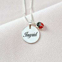 Lantisor Sweet Name - Pandantiv cu nume si charm Buburuza - Argint 925 - 1