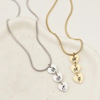 Lantisor Trei Inimi – Personalizate cu Initiale – Otel Inoxidabil 316L - 1