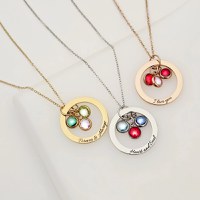 Lantisor Universul meu - Disc & Zirconii in culorile lunii de nastere - Otel Inoxidabil 316L - 1