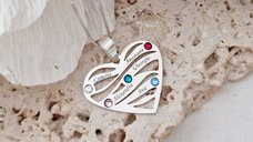 Lantisor Valuri de Iubire - 5 nume si cristale Swarovski - Argint 925