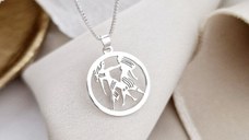 Lantisor zodia ta in armonie - Pandantiv disc cu simbol Gemeni - Argint 925