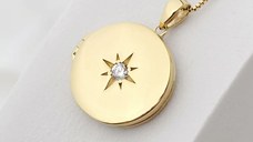 Medalion Eterna stea - Locket cu poze in interior - Argint 925 Argint 925 placat cu Aur Galben 18K si cristal Zirconia