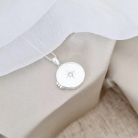 Medalion Eterna stea - Locket cu poze in interior - Argint 925 si cristal Zirconia - 1