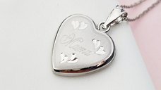Medalion in forma de inima cu fotografii - Mama Engraved - Argint 925