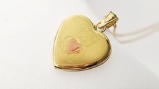 Medalion in forma de inima cu fotografii - Teddy Pink Heart - Argint 925 placat cu Aur Galben 18K