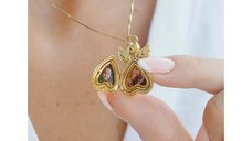Medalion inger cu poze in interior - Golden Angel - Argint 925 placat cu Aur Galben 18K - Cristal White Zirconia