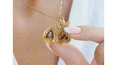 Medalion inger cu poze in interior - Golden Angel - Argint 925 placat cu Aur Galben 18K - Cristal White Zirconia