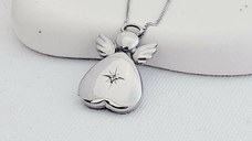 Medalion inger cu poze in interior - Golden Angel - Argint 925 Rodiat - Cristal White Zirconia