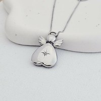 Medalion inger cu poze in interior - Golden Angel - Argint 925 Rodiat - Cristal White Zirconia - 1