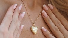 Medalion inima cu poze in interior - Handprints and Hearts - Argint 925 placat cu Aur Galben 18K