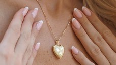 Medalion inima cu poze in interior - Handprints and Hearts - Argint 925 placat cu Aur Galben 18K