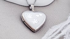 Medalion inima cu poze in interior - Handprints and Hearts - Argint 925 Rodiat