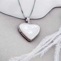 Medalion inima cu poze in interior - Handprints and Hearts - Argint 925 Rodiat - 1