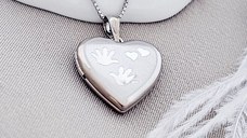 Medalion inima cu poze in interior - Handprints and Hearts - Argint 925 Rodiat