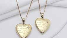 Medalion inima cu poze in interior - I love you to the moon and back - Argint 925 placat cu Aur Galben 18K