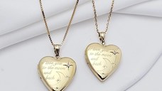 Medalion inima cu poze in interior - I love you to the moon and back - Argint 925 placat cu Aur Galben 18K