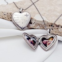 Medalion inima cu poze in interior - I love you to the moon and back - Argint 925 Rodiat - 1