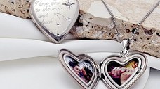 Medalion inima cu poze in interior - I love you to the moon and back - Argint 925 Rodiat