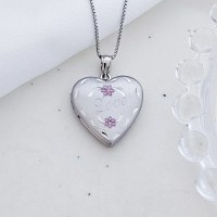 Medalion inima cu poze in interior - Love Blossoms - Argint 925 Rodiat - 1