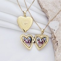 Medalion inima cu poze in interior - Love Frame - Argint 925 placat cu Aur Galben 18K - Cristal White Zirconia - 1