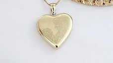 Medalion inima cu poze in interior - Mother&Child - Argint 925 placat cu Aur Galben 18K