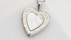 Medalion inima cu poze in interior - Mother of Pearl - Argint 925 Rodiat