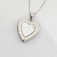 Medalion inima cu poze in interior - Mother of Pearl - Argint 925 Rodiat - 1