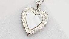 Medalion inima cu poze in interior - Mother of Pearl - Argint 925 Rodiat