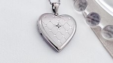 Medalion inima cu poze in interior - Silver Velvet - Argint 925 Rodiat - Cristal White Zirconia