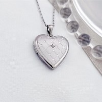 Medalion inima cu poze in interior - Silver Velvet - Argint 925 Rodiat - Cristal White Zirconia - 1