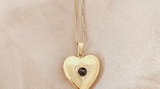 Medalion inima cu poze in interior - White Shimmer - Argint 925 placat cu Aur Galben 18K - Cristale Zirconia