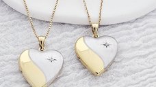 Medalion inima cu poze in interior - Yin&Yang - Argint 925 rodiat & placat cu Aur Galben 18K - Cristal White Zirconia