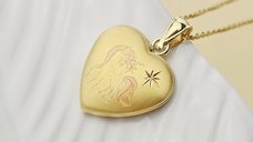 Medalion inima personalizat - Pink Unicorn Dream - Argint 925 placat cu Aur Galben 18K