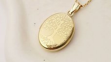 Medalion Oval cu Fotografii - Eternal Tree Mini - Argint 925 cu Placaj de Aur Galben 18K
