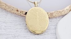 Medalion oval cu poze in interior - Eternal Tree - Argint 925 placat cu Aur Galben 18K