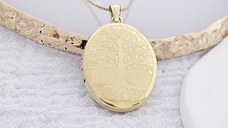 Medalion oval cu poze in interior - Eternal Tree - Argint 925 placat cu Aur Galben 18K