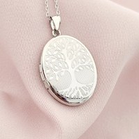 Medalion oval cu poze in interior - Eternal Tree - Argint 925 Rodiat - 1