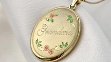 Medalion oval cu poze in interior - Grandmas Garden - Argint 925 placat cu Aur Galben 18K